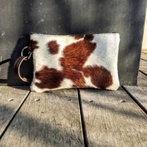 pochette cavallino pezzato pelle testa di moro